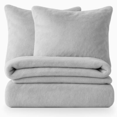 Teddy dekbedovertrek 1 persoons - 140x220 cm - kleur grijs