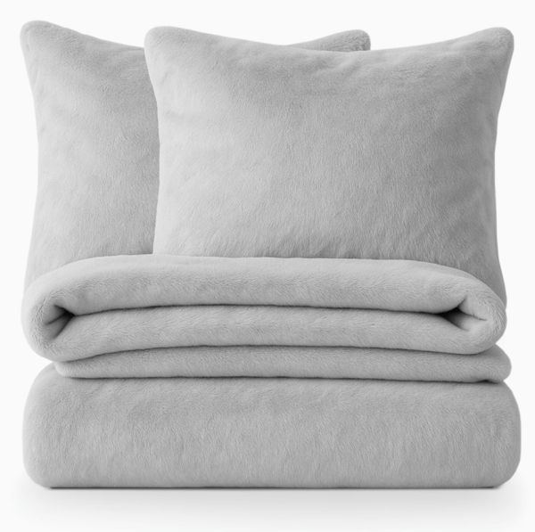 Teddy dekbedovertrek 1 persoons - 140x220 cm - kleur grijs