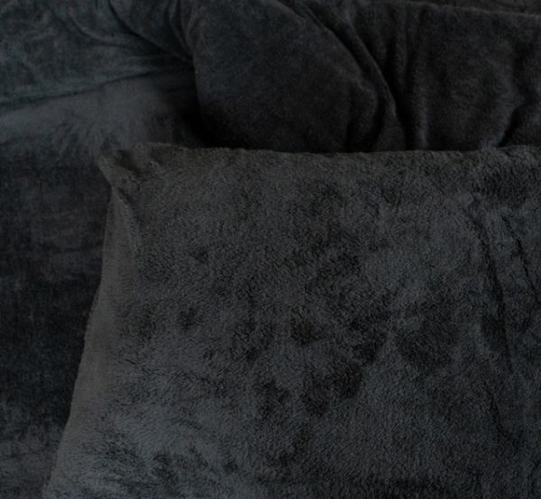 Teddy dekbedovertrek 1 persoons - 140x220 cm - kleur zwart