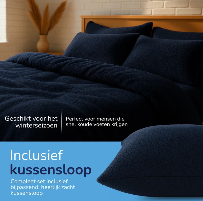 Teddy dekbedovertrek 1 persoons blauw