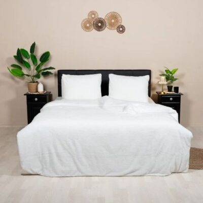 Teddy dekbedovertrek 2 persoons - 200x220 cm - kleur wit