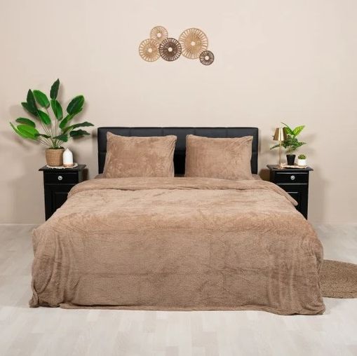 Teddy dekbedovertrek Lits Jumeaux XL - 260x220 cm - kleur bruin