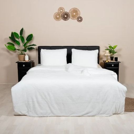 Teddy dekbedovertrek Lits Jumeaux XL - 260x220 cm - kleur wit