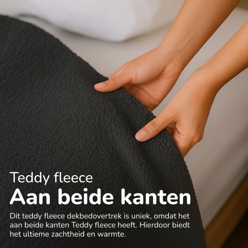 Teddy dekbedovertrek aan beide kanten teddy - antraciet