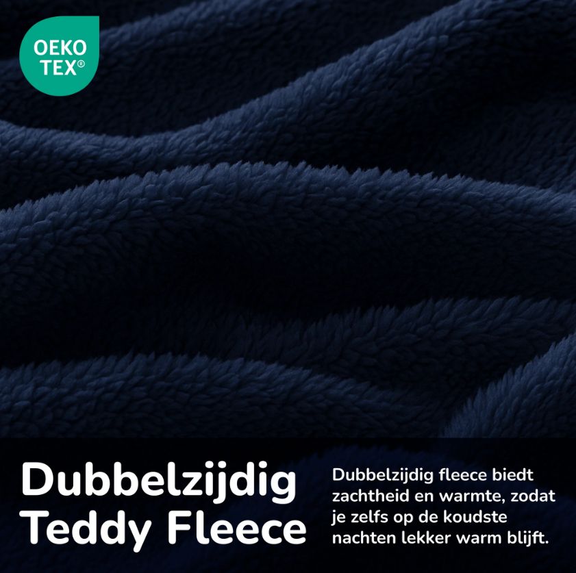 Teddy dekbedovertrek aan beide kanten teddy - blauw