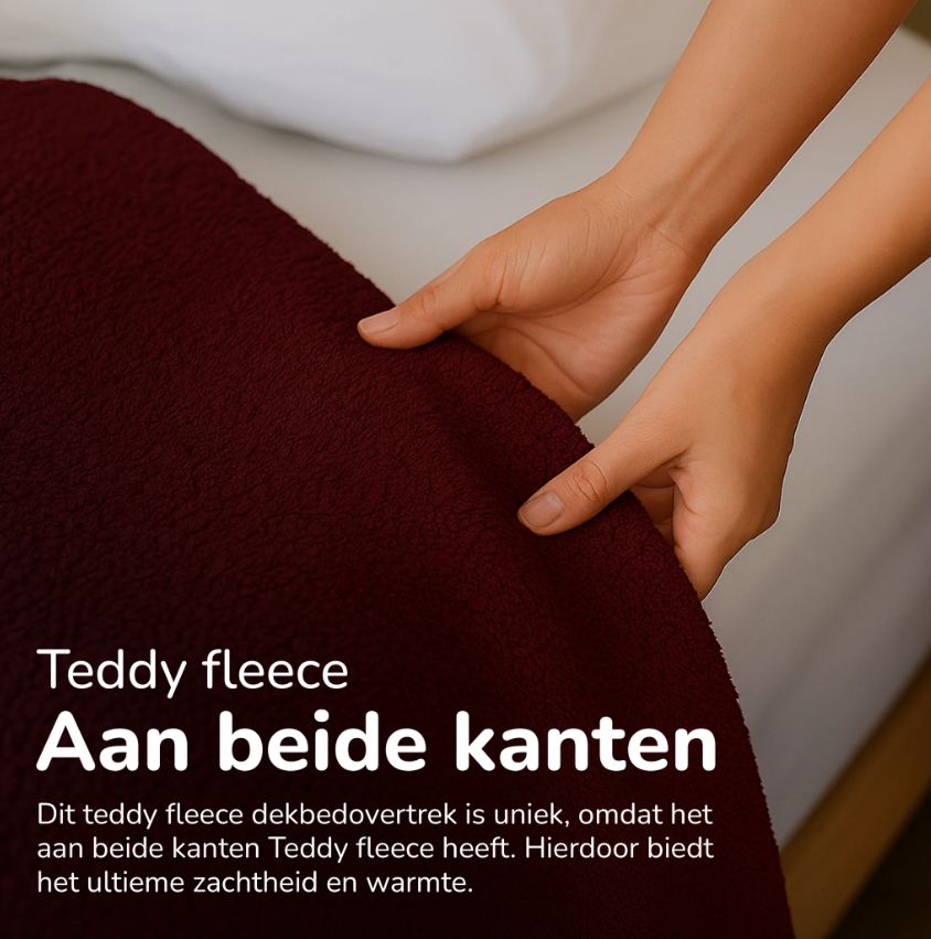 Teddy dekbedovertrek aan beide kanten teddy - rood