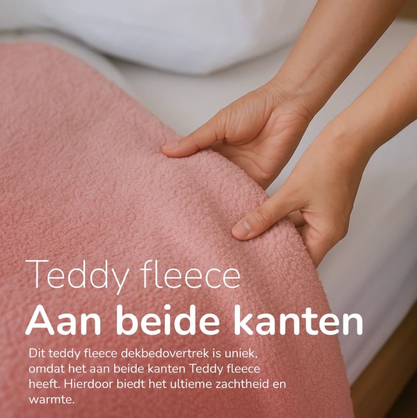 Teddy dekbedovertrek aan beide kanten teddy - roze