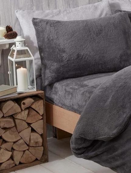 Teddy dekbedovertrek antraciet 1 persoons