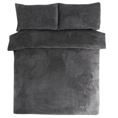 Teddy dekbedovertrek lits-jumeaux - Antraciet - 240x220 cm