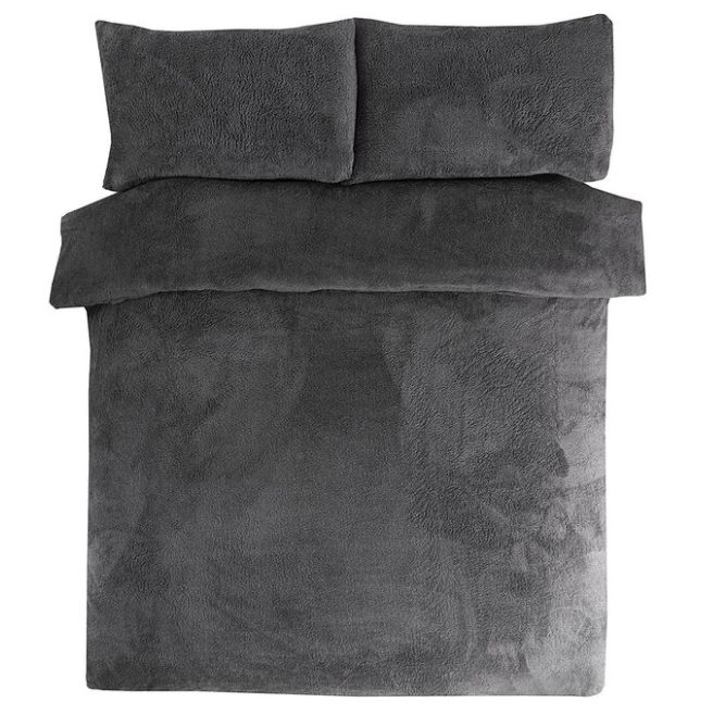 Teddy dekbedovertrek lits-jumeaux - Antraciet - 240x220 cm