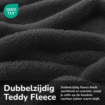 Teddy dekbedovertrek beide kanten teddy antraciet
