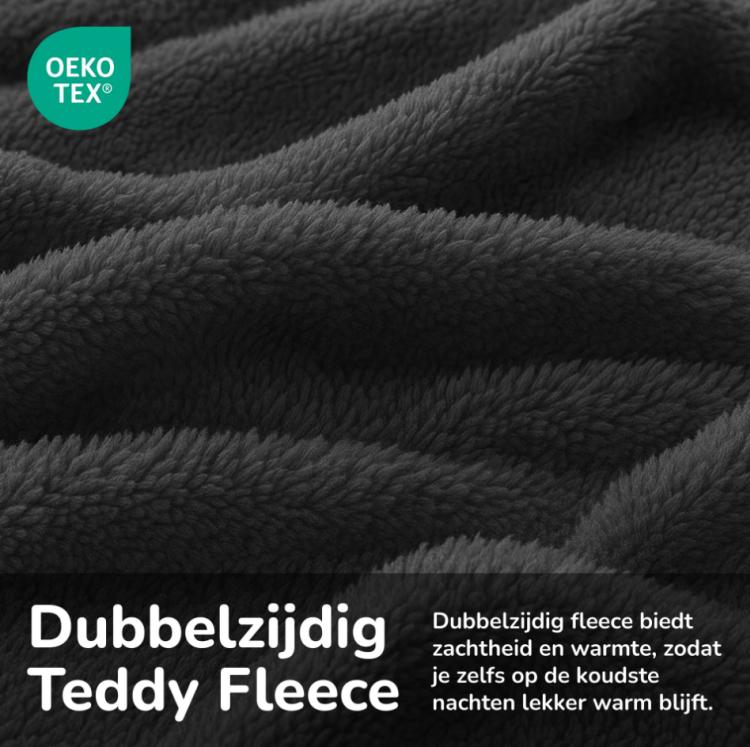 Teddy dekbedovertrek beide kanten teddy antraciet
