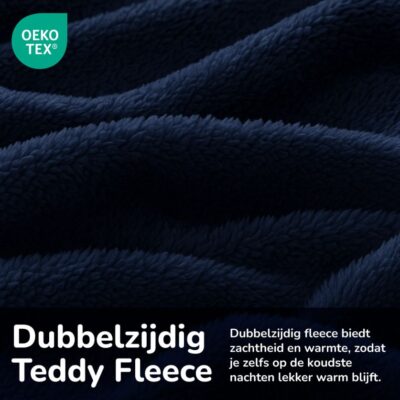 Teddy dekbedovertrek dubbelzijdig - lits-jumeaux - blauw