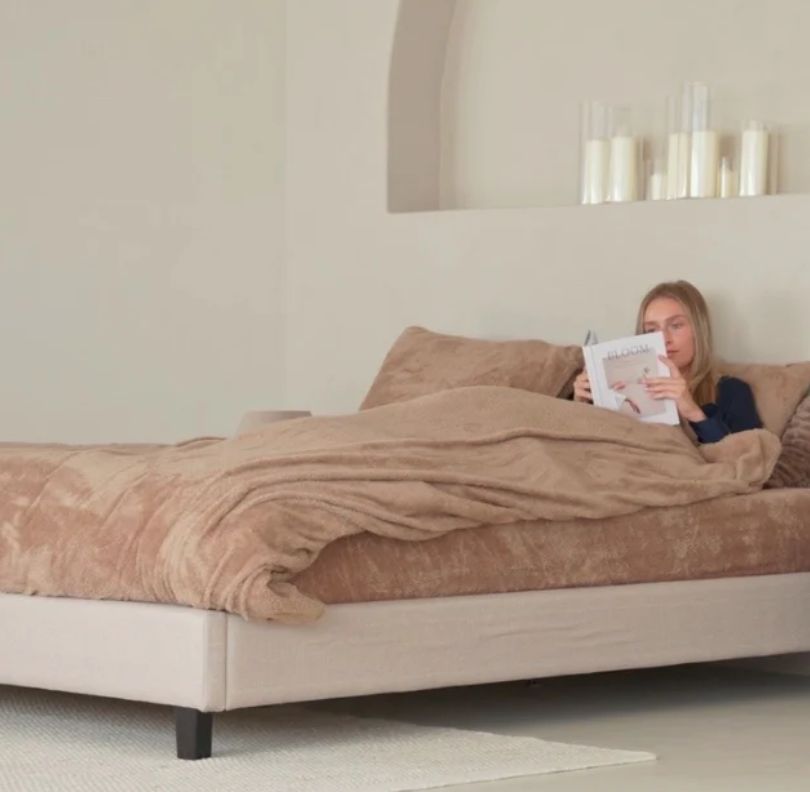 Teddy dekbedovertrek fleece bruin - lits-jumeaux xl