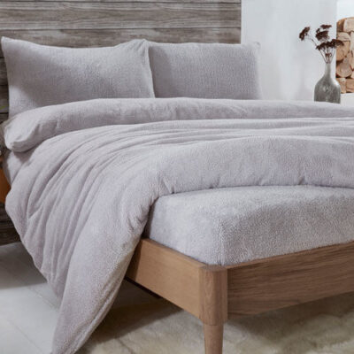 Teddy dekbedovertrek grijs - lits jumeaux xl - 240x220 cm