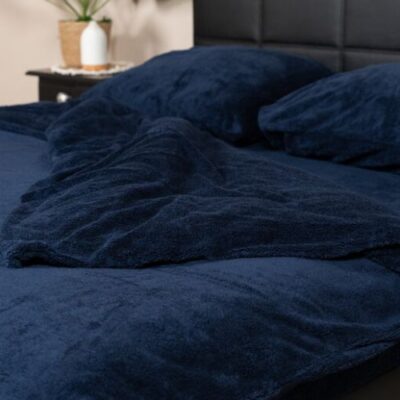 Teddy dekbedovertrek navy blue - lits jumeaux - 240x220 cm