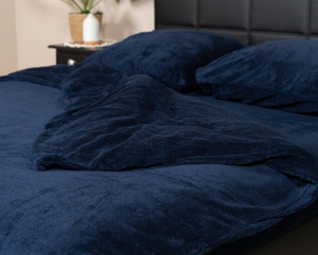 Teddy dekbedovertrek navy blue - lits jumeaux - 240x220 cm