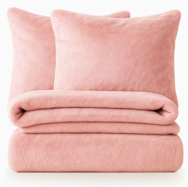 Teddy fleece dekbedhoes roze