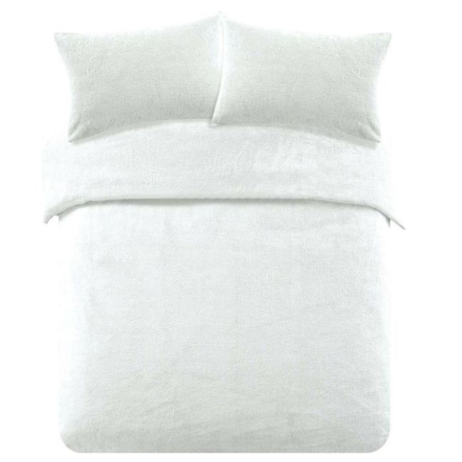 Teddy dekbedovertrek wit - lits jumeaux - 240x220 cm