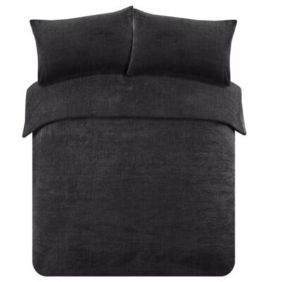 Teddy dekbedovertrek zwart - lits jumeaux - 240x220 cm