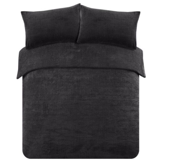 Teddy dekbedovertrek zwart - lits jumeaux - 240x220 cm