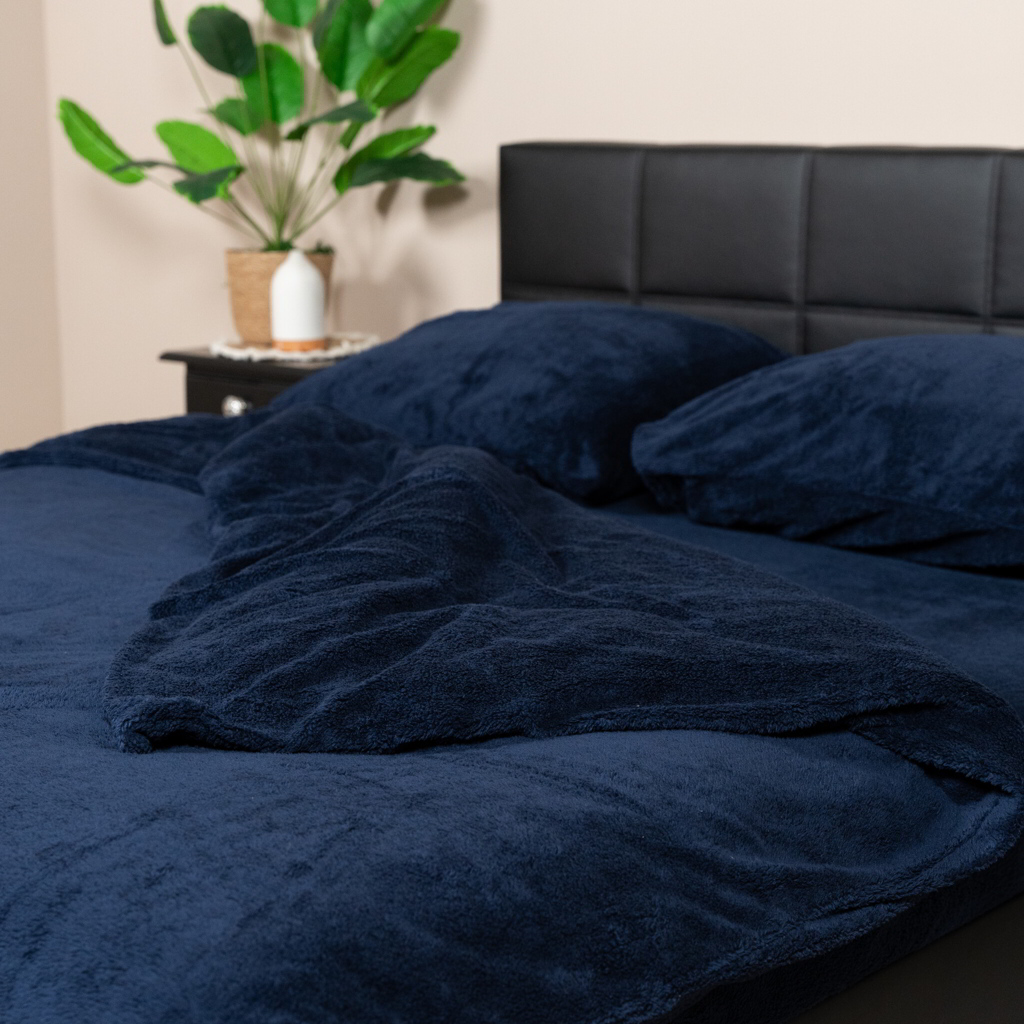 Teddy fleece dekbedovertrek Lits Jumeaux XL blauw