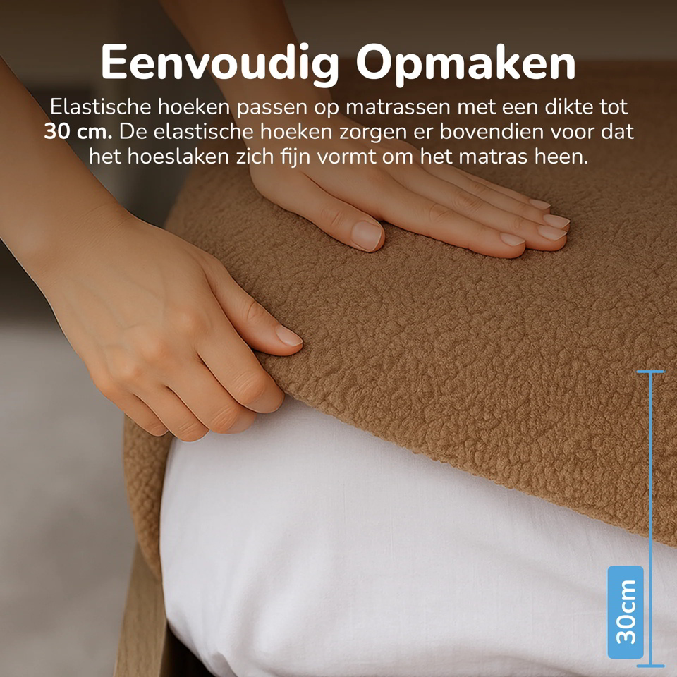 Teddy fleece hoeslaken bruin 2 persoons