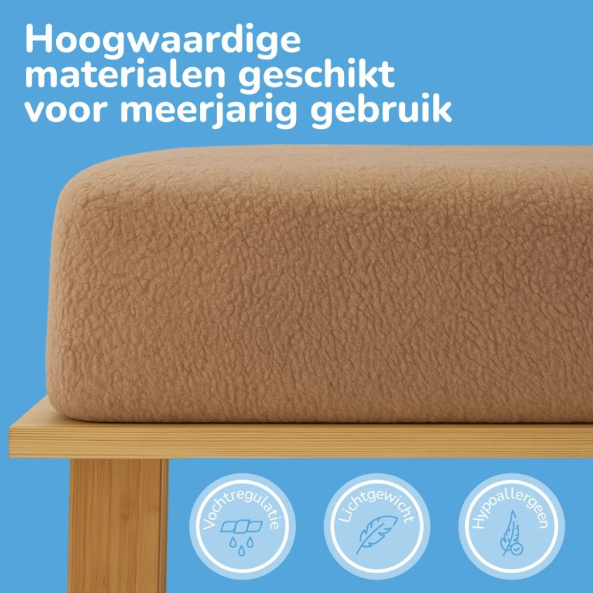 Teddy fleece hoeslaken bruin