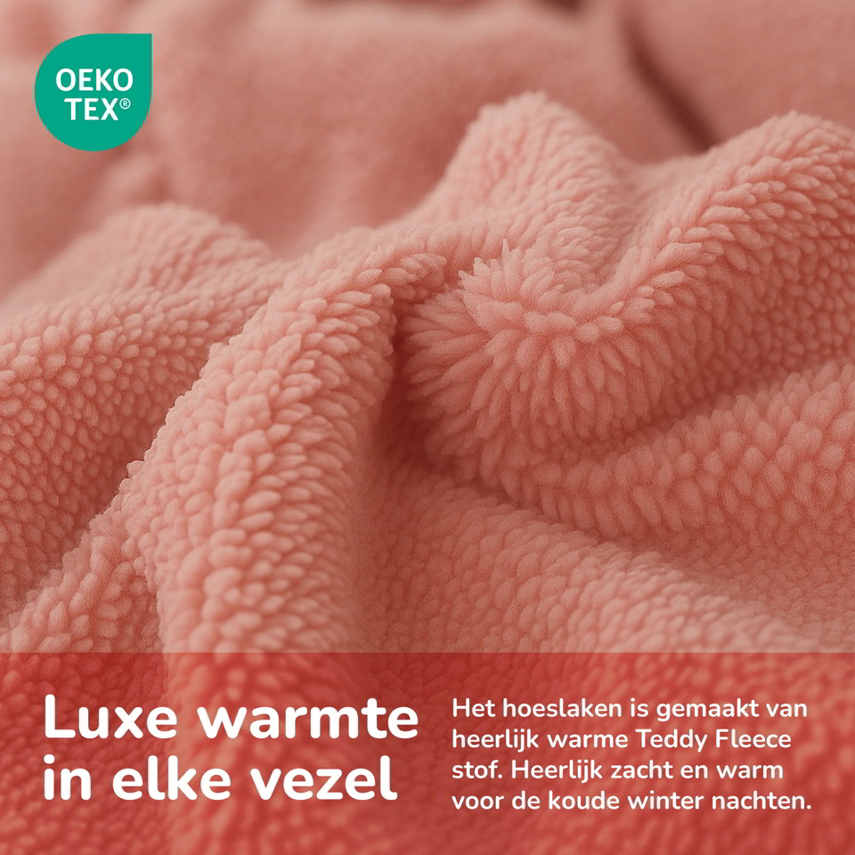Teddy fleece hoeslaken roze 90x200