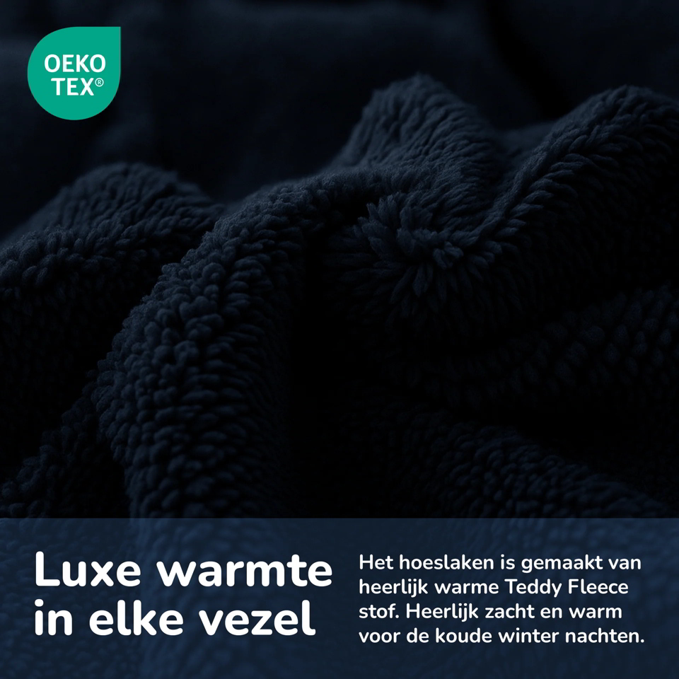 Teddy hoeslaken 1 persoons blauw