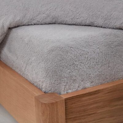 Teddy hoeslaken 2 persoons - grijs