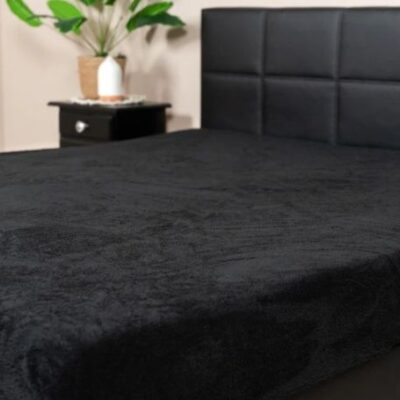 Teddy hoeslaken 2 persoons - zwart