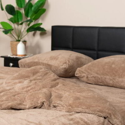 teddy dekbedovertrek 2 persoons - bruin