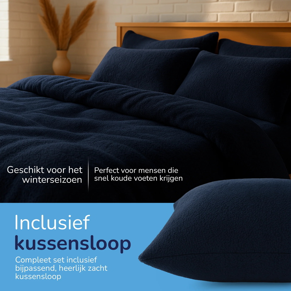teddy dekbedovertrek Lits jumeaux XL blauw