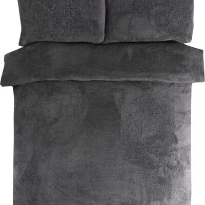 teddy dekbedovertrek Lits jumeaux antraciet