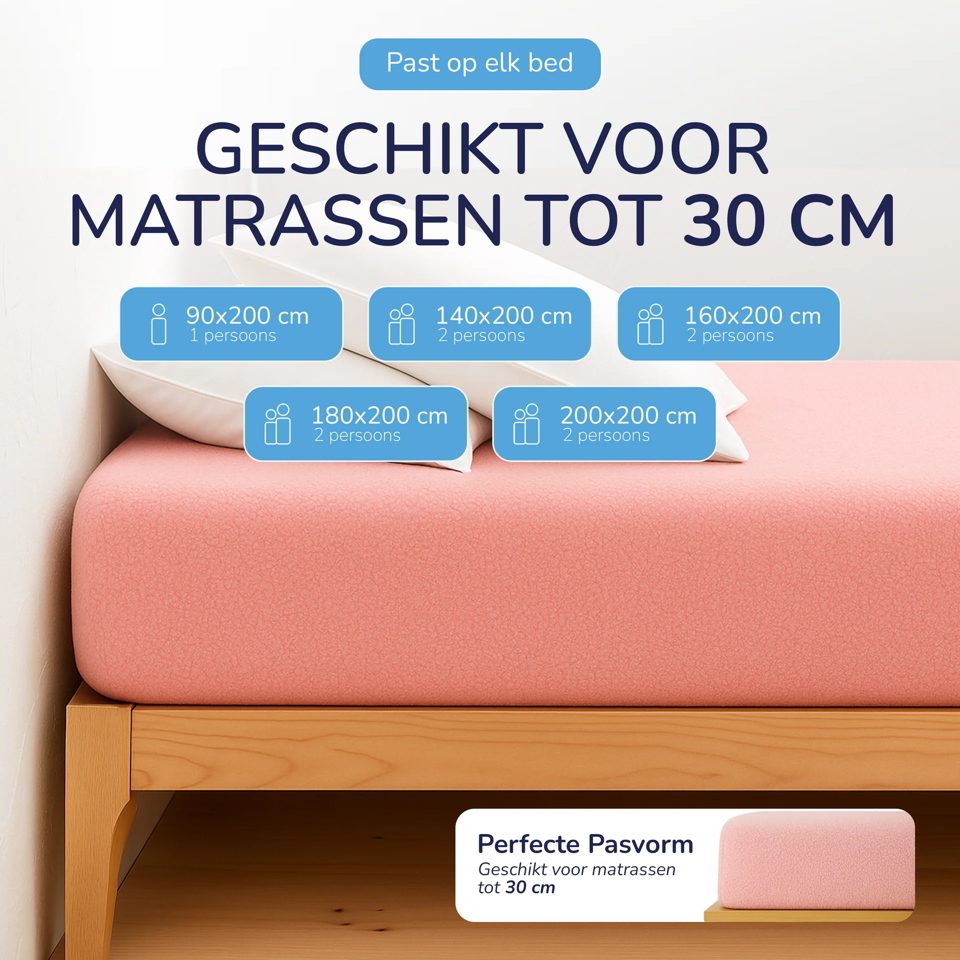 teddy hoeslaken 2 persoons roze