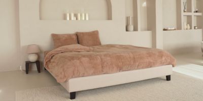 Teddy dekbedovertrek bruin beige