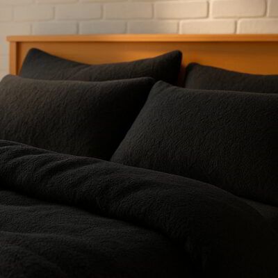 Teddy dekbedovertrek zwart